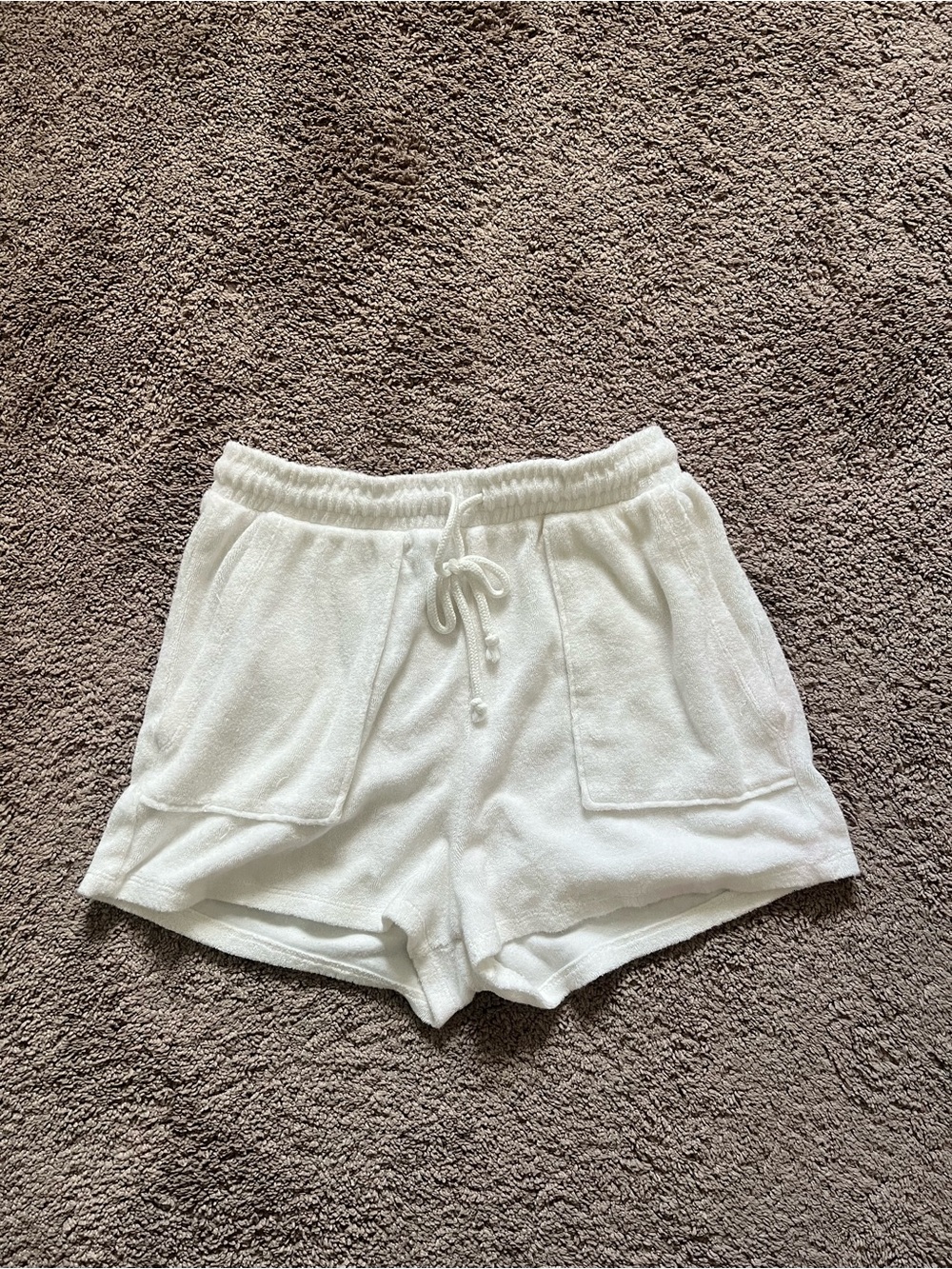 Zara White Terry Drawstring Shorts